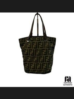 Fendi Brown & Black FF Logo Tote with Leather Straps